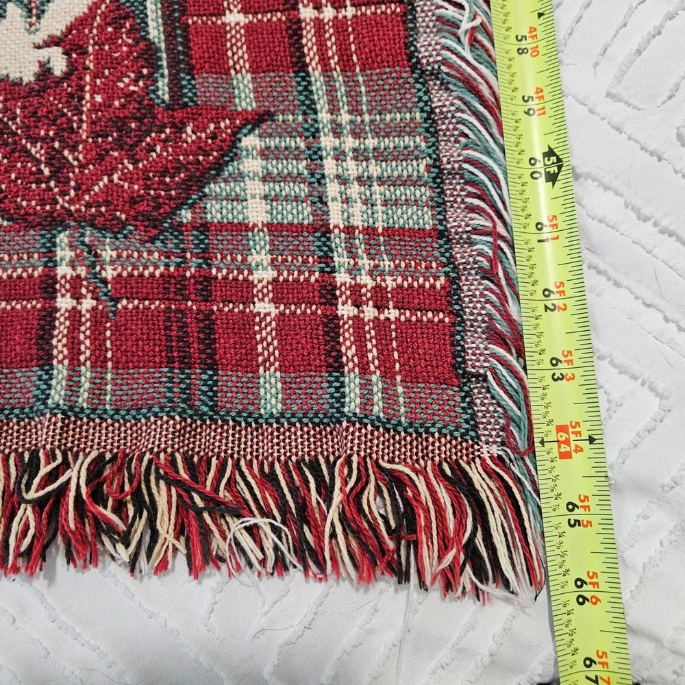 Vintage Bob Timberlake American Cabin Throw Blanket Fall Leaves Cotton Plaid USA